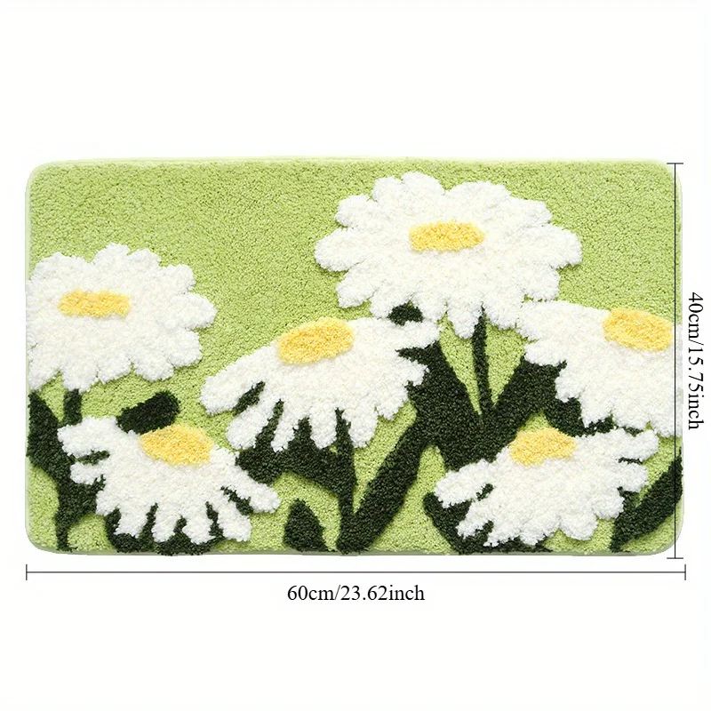 Badezimmerteppich mit Blumenmuster, saugfähig, schnell trocknend, verdickt, Badematte für Heimdekoration, frischer Stil, waschbar, hygienische Badezimmer-Bodenmatte – Detail 7