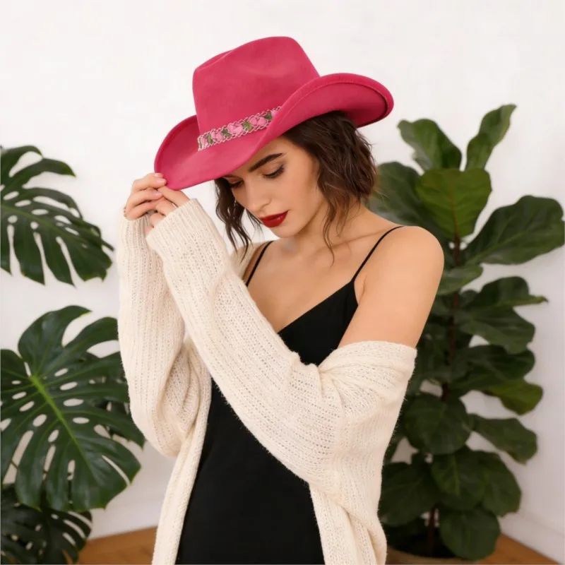 Gift felt hat pink rose mesh sweet and cool girl fashionable photo
