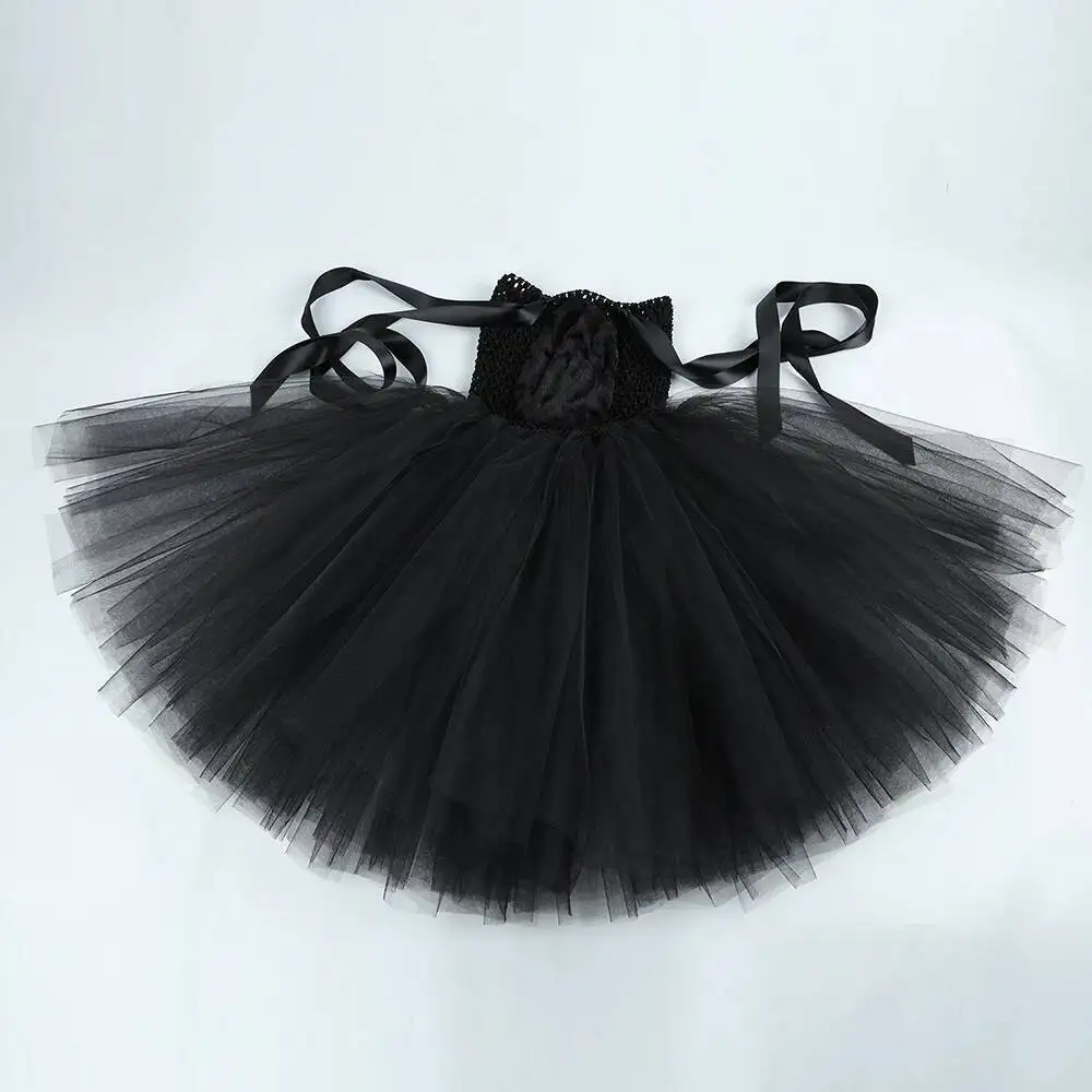 أزياء الفأر الأسود للفتيات الصغيرات فستان باليه على شكل فأر حيوان للأطفال في عيد الهالوين مع ذيل ربطة عنق على شكل آذان #5