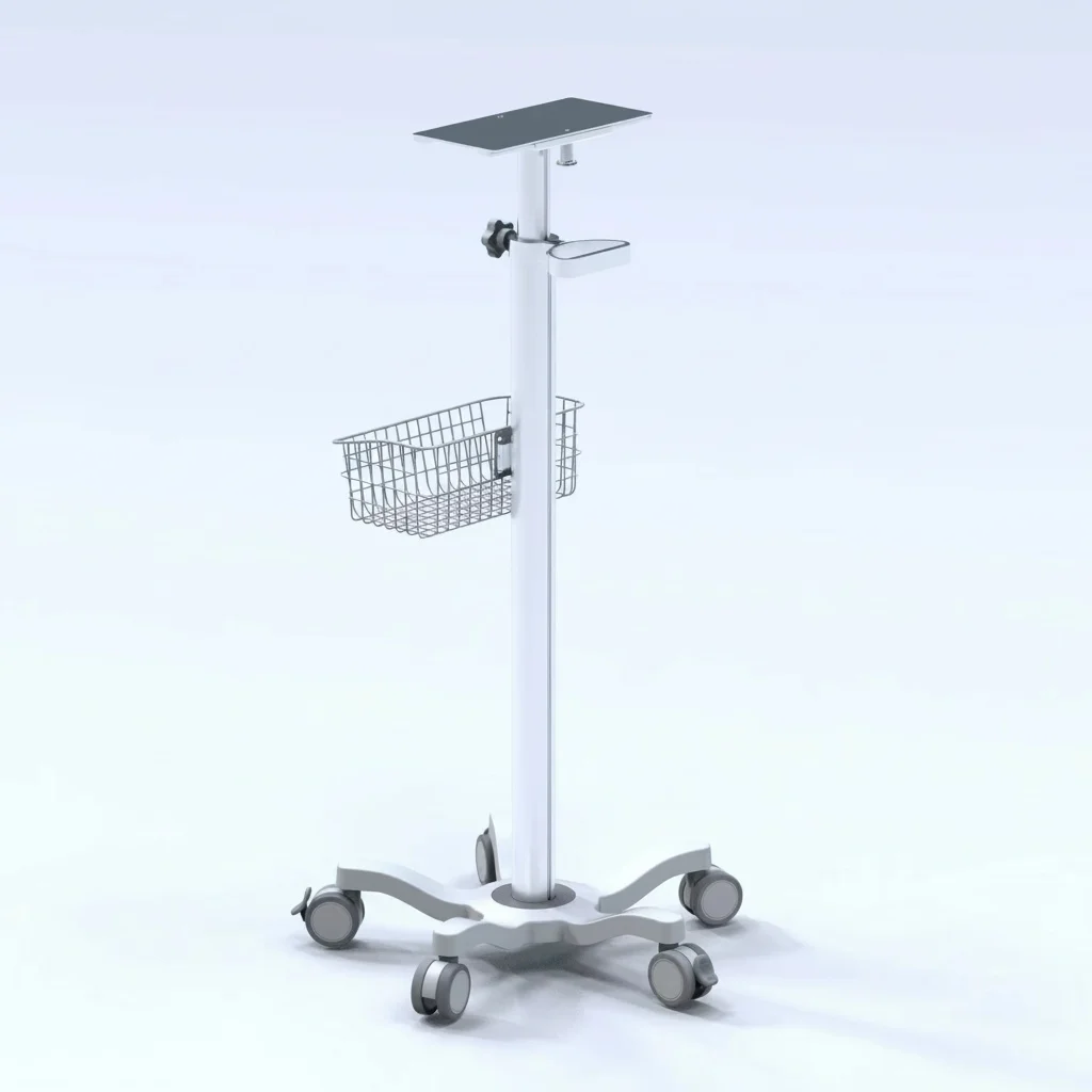 

Patient Monitor Cart, Aluminum Alloy 12 inch ECG Trolley with Silent Casters and Basket, Ultrasound Machine Cart