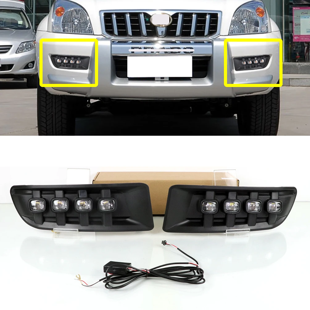 

Car LED Fog Light Fit For Toyota Prado 120 Land Cruiser FJ120 LC120 2003-2009 12V LED Daylights Yellow Turn Signal DRL Auto