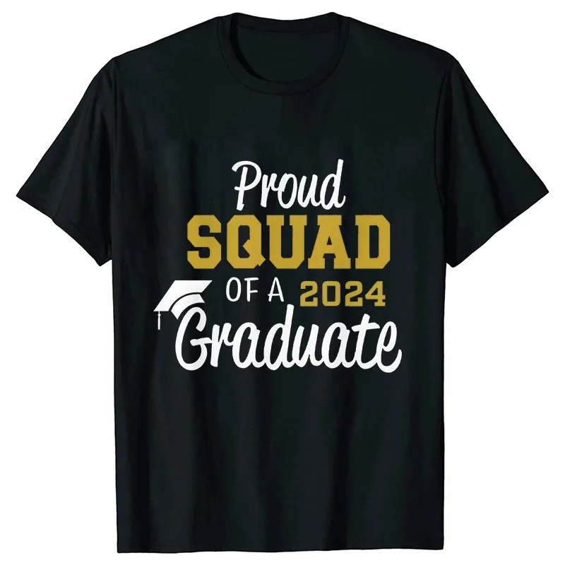 Proud Family of 2024 Graduate Graphic T-shirts Fashion Senior Family Clothes Short Sleeve Tees Class of 2024 Graduation Tops