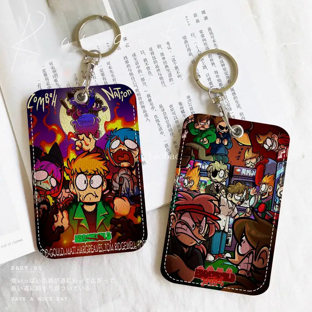 Cartoon Cute Eddsworld Keychain With Access Card Holder, Bus Pass & Meal Card ID Bank Card Protective Case For Security