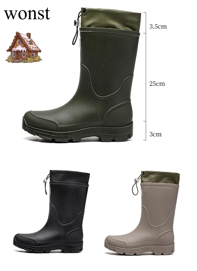 

Мужские резиновые сапоги для рыбалки, нескользящая мужская обувь, дешевая обувь для воды со средней трубкой, уличная износостойкая садовая уличная рабочая обувь