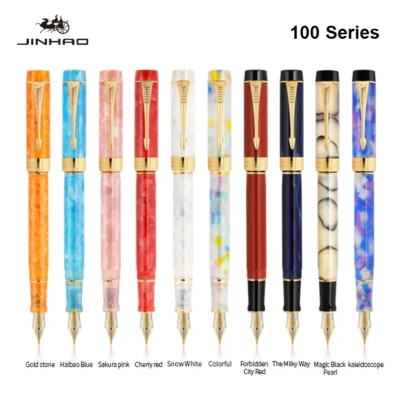 Jinhao 100 Fountain Pen Golden Arrow Shaped Clip Luxury Executive Pens M/F/EF Nib Writing ink Office School Stationery Supplies