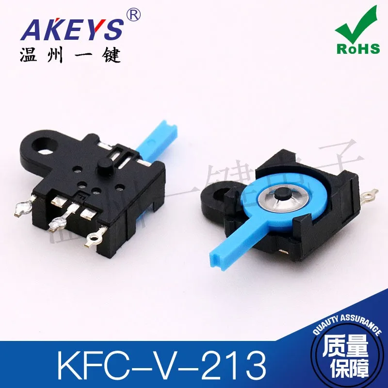 10pcs KFC-V-213 Soldered switch Three-legged patch Single ear blue handle Reset left and right shaking head switch