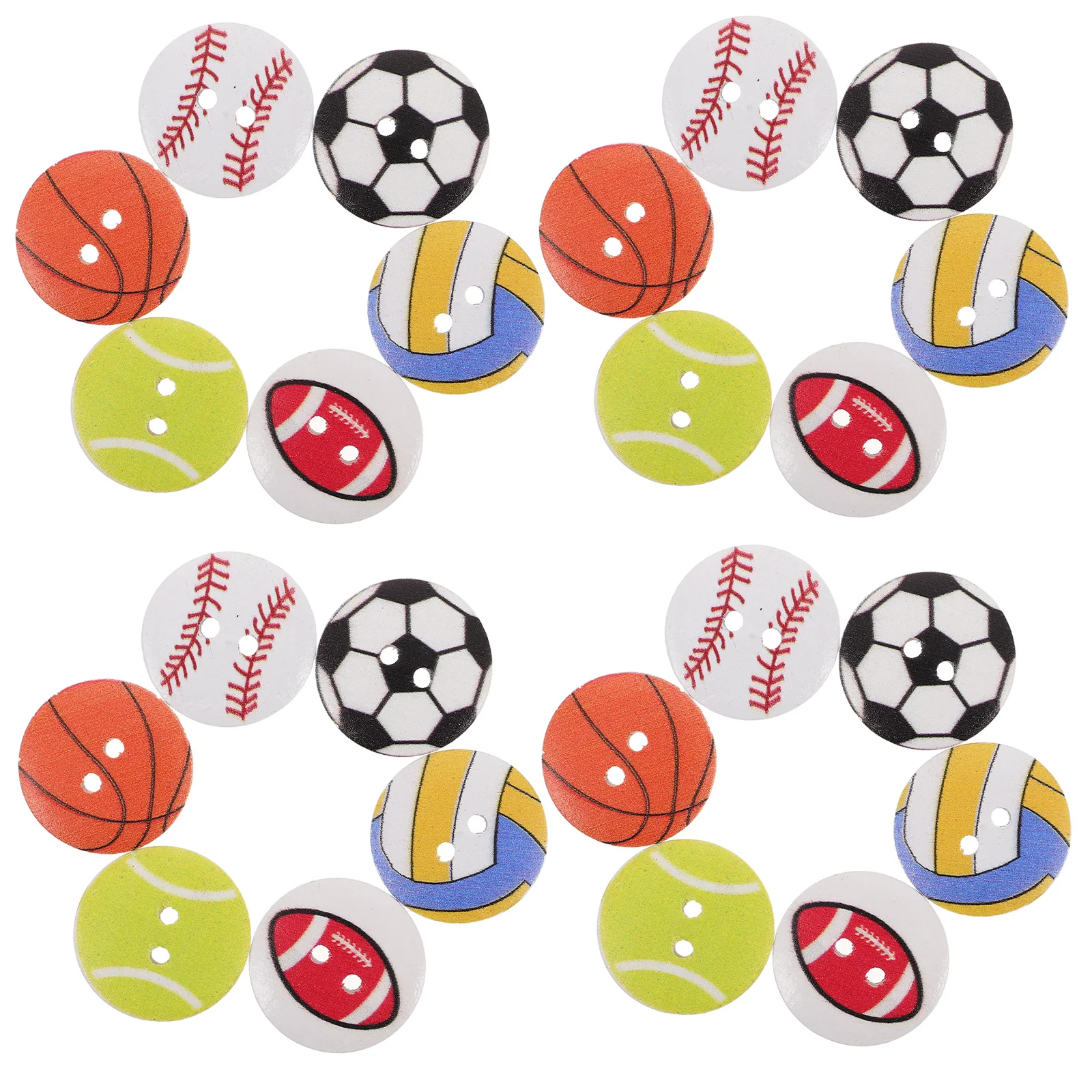 

100pcs Ball Wooden Sports Wooden Buttons For Crafts Themed Decorative Clothes Crafts Assorted Natural Round Wood Vintage