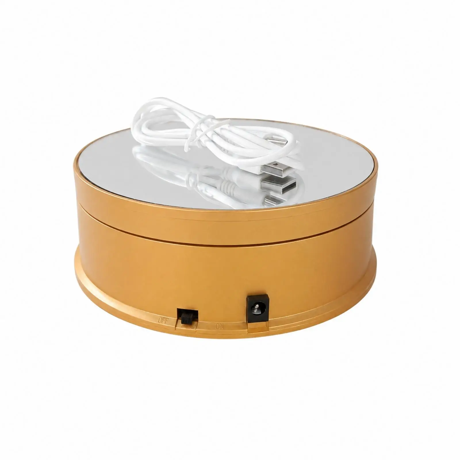 USB Rotating Display Turntable for Product Photography Showcase Stand Mirror Finish for Jewelry Bag Doll Display