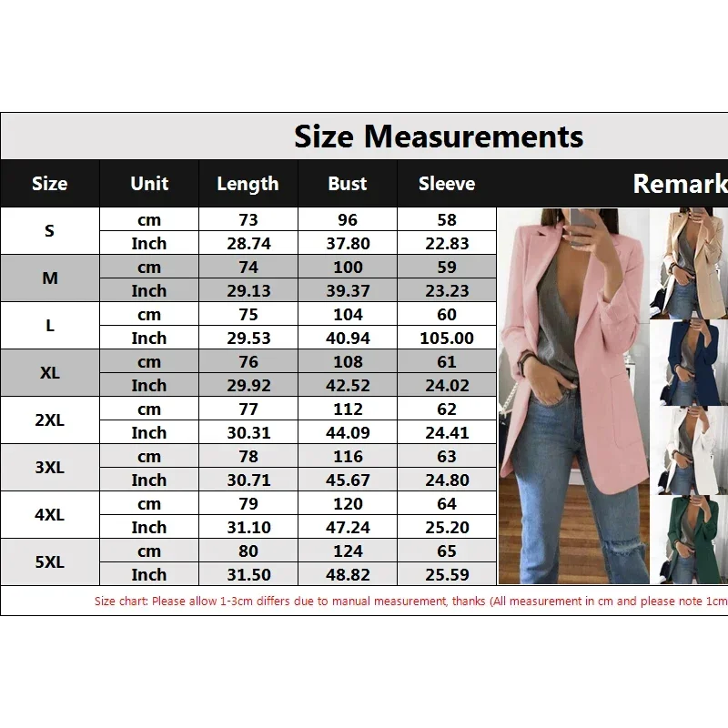 Women's Suit Jacket Solid Color Long Sleeve Cardigan Formal Slim Jacket Fashion Casual Joker Overalls Jacket Women's Coat