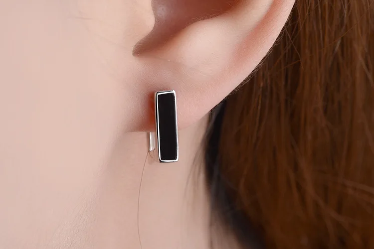 Stamp 925 Sterling Silver Female Sweet Earring Square Enamel Fashion Simple Elegant Earring for Women Girl Party Jewelry 2026