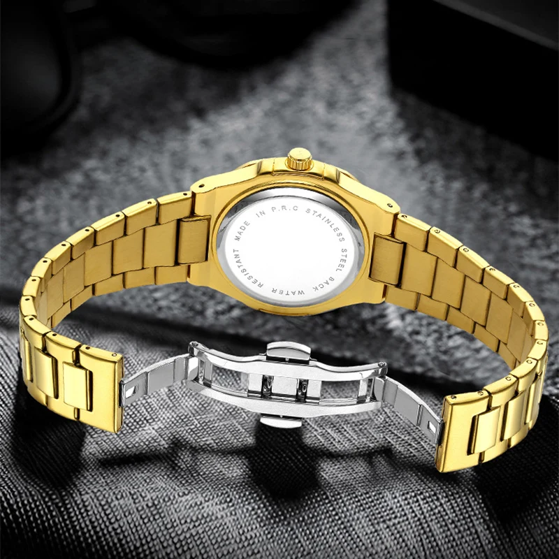 Men Business Wrist Watches For Male Clock Fashion Stainless Steel Quartz Movement Waterproof Men Wristwatch Gold Dropshipping