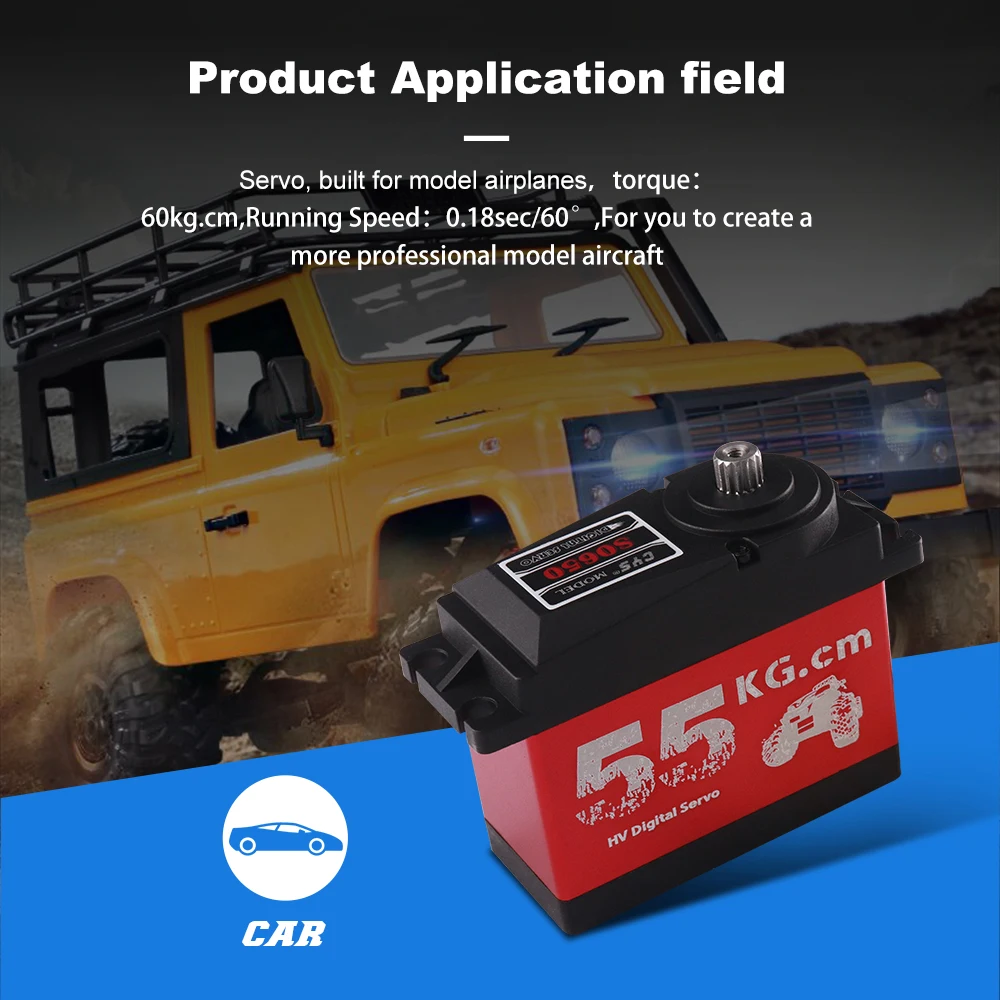 CYS-S0650 Bezszczotkowy 55Kg 7.4V Duży Moment Obrotowy HV 0.18s/60 Metal Gear Cyfrowy Serwo do Samochodu RC Łodzi Samolotu Baja 1/5 5B 5T RC Serwo