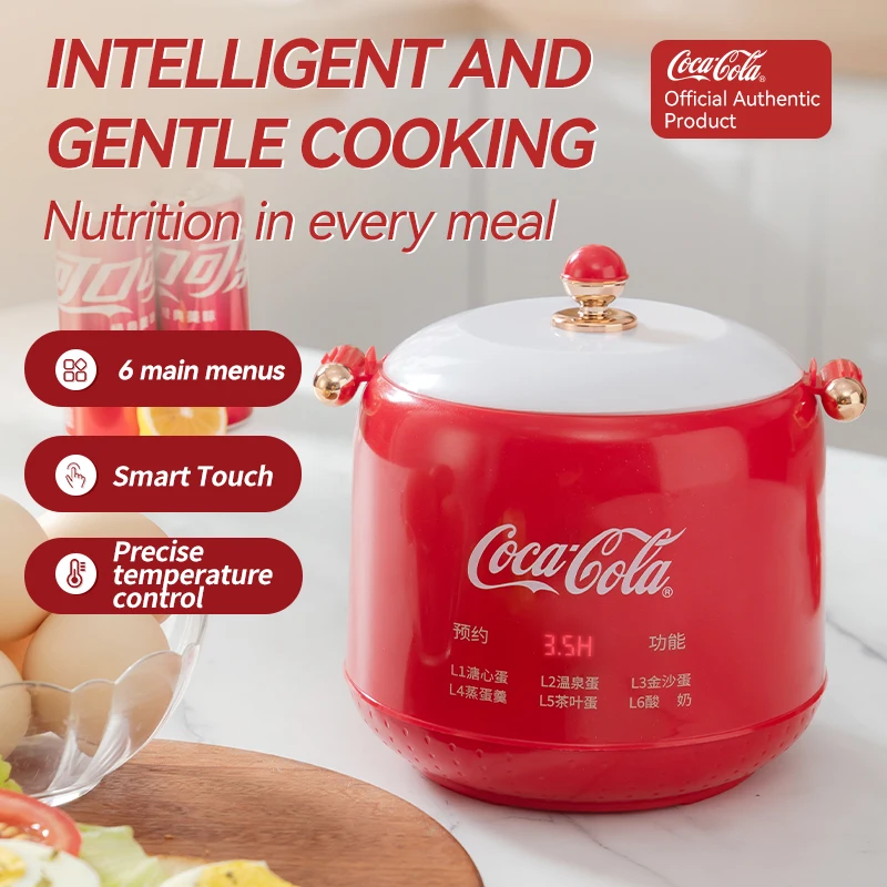 Coca-Cola 220v Elektrische Eierkoker Koken Ontbijtmachine Automatische Eierkokers Mini Home Egg Poacher Voor Keuken met Timer