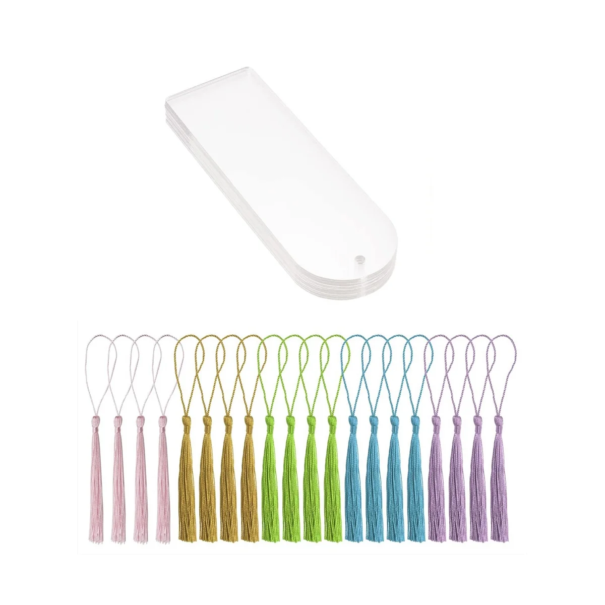 Blank Clear Acrylic Bookmarks 20Pcs Rectangle Craft Transparent Acrylic Book Markers with 20Pcs Small Bookmark Tassels