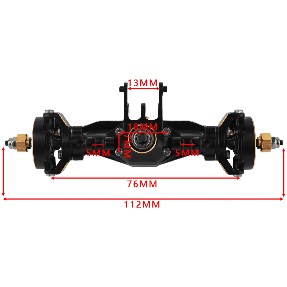 ブラックコーティング真鍮コンプリートフロントミドルリアストレートアクスル、スチールギア付き、6x6 1/18 RCクローラーTRX4Mメタルアップグレードパーツ用