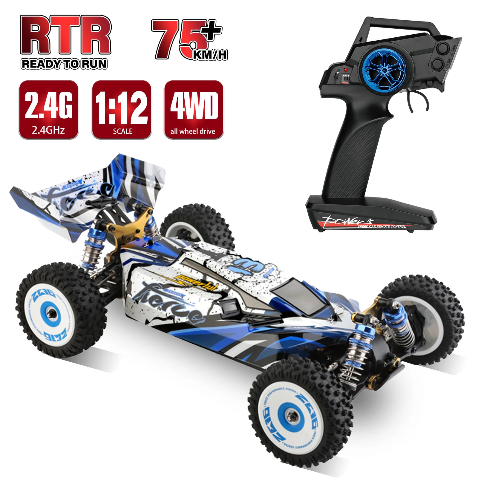 WLtoys 124017 Remote Control Car Off-Road Car High Speed Remote Control Crawler 1/12 2.4GHz Racing Car 75km/h 4WD RTR Metal