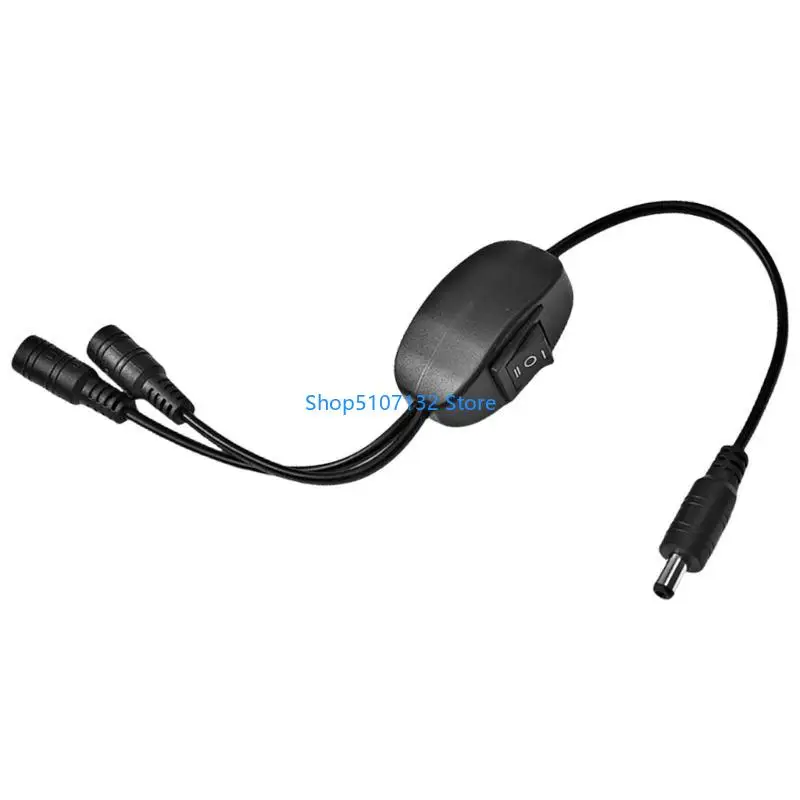 87HD DC5521 Two Power Switches Extension Cable 5.5x2.1mm for LED Lighting Fan and Car Electronics 34cm Length 60W Capacity