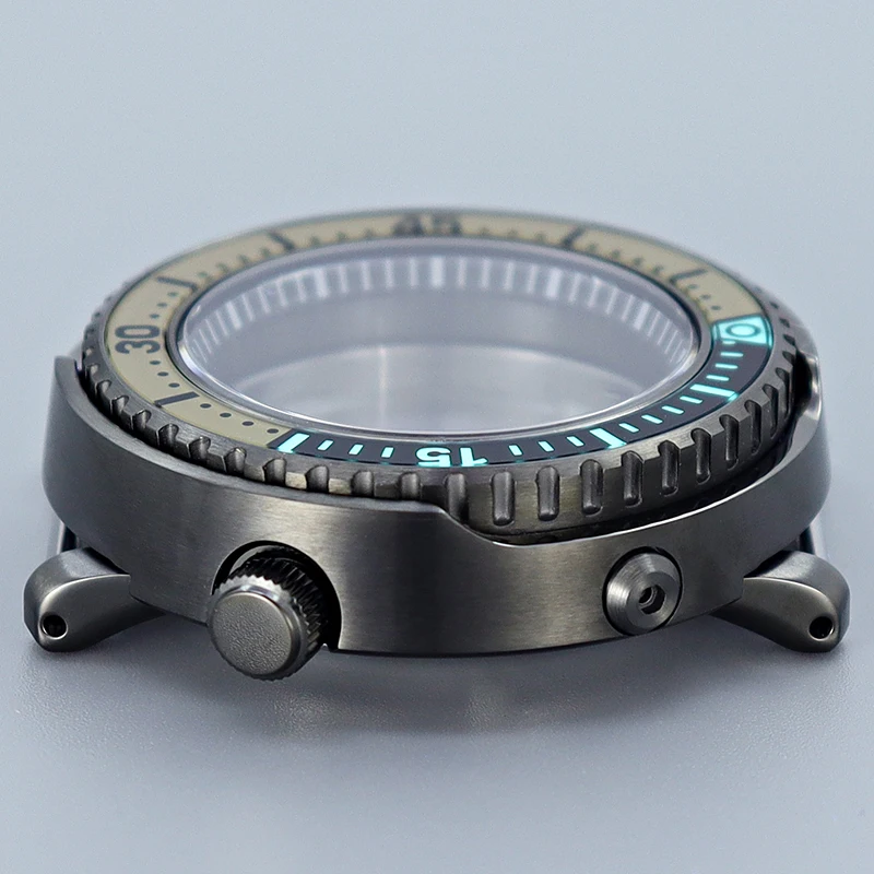 43mm Small Tuna Canned C3 Luminous Watch Case Fits Seiko NH35 NH34 NH36 NH38 Movement 20ATM Waterproof Men Diving Replace Case