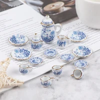 15Pcs 1:12 Dollhouse Miniature Tableware Porcelain Ceramic Tea Cup Set Model Kitchen Accessories For Doll House Decor Toys Gift 5