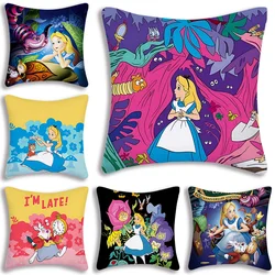 Disney Alice in Wonderland Pillow Covers Cartoon Sofa Decorative Home Double-sided Printing Short Plush Cute Cushion Cover