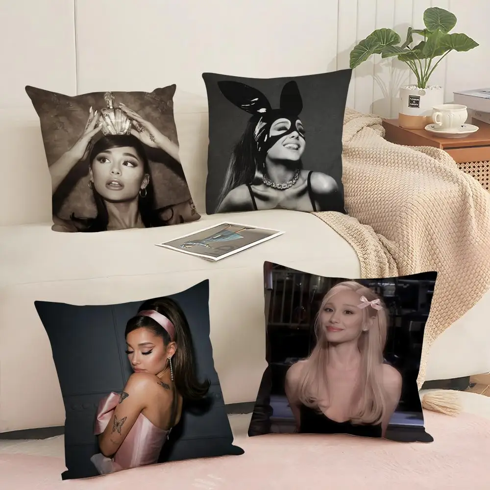 A-ariana Grande Cushion Cover Silky Short Plush Sofa Pillow Cover Hidden Zipper Soft Dustproof Case for Home Decor