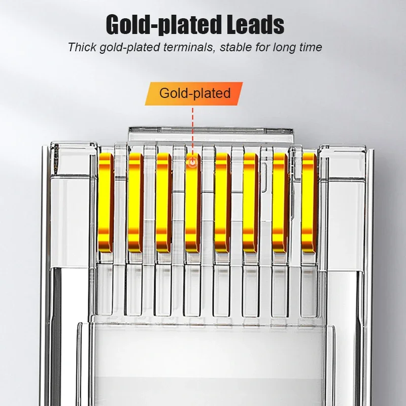 SAMZHE Cat5e RJ45 Modular Plug 8P8C Connettore per il Cavo Ethernet, Placcato Oro CAT 5e Gigabit All'ingrosso Ethernet Crimp Connettori