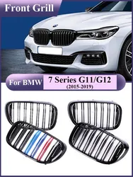 Grille de rein de pare-chocs avant de voiture, remplacement de grille de course noire à double lamelle, adaptée pour BMW Série 7, G11, G12, 2015-2019, 730i, 740i, execute i