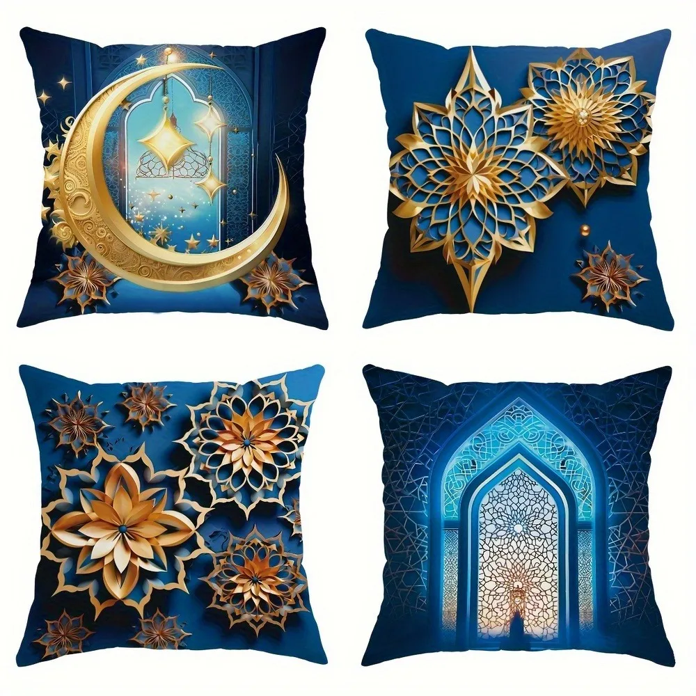 Ramadan decoration pillowcase Mandala Crescent moon printing living room sofa cushion cover home bedroom room decoration