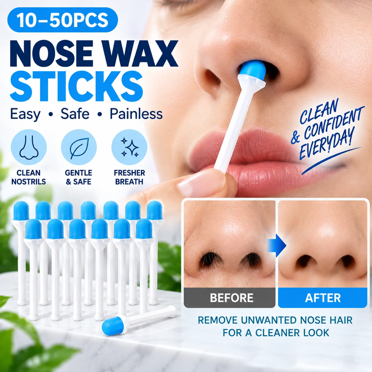 10-50pcs Disposable Nose Wax Sticks Nose Hair Removal Waxing Applicators Painless Hair Remover Tools for Men Women Grooming