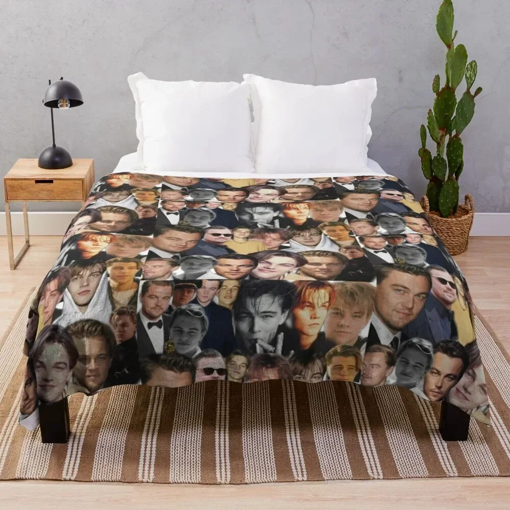 

leonardo dicaprio photo collage Throw Blanket Sofas Quilt Extra Large Throw Vintage Blankets