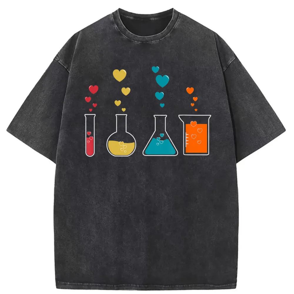 Cute Chemistry Hearts Science Men Cotton T-shirts Valentines Day Gifts Tees Vintage Sweatshirts For Women Long Sleeve Tshirts