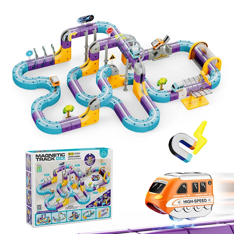 New Magnetic Anti-Gravity Train Track Set DIY Building Blocks with Seesaw Track STEM Educational Toy Creative Assembly Gift