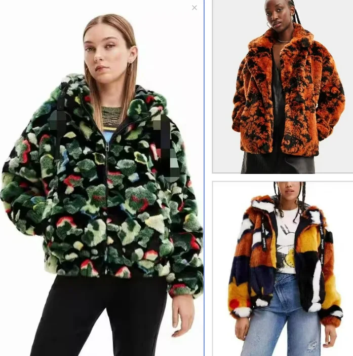 Foreign trade original single new Spanish autumn and winter color contrast lapel women's coat
