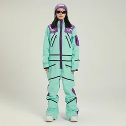 2025 Women One Piece Snow Suit Snowsuit Sport Female Ski Set Waterproof Hooded Woman Snowboard Jumpsuit Mountain Clothes Overall