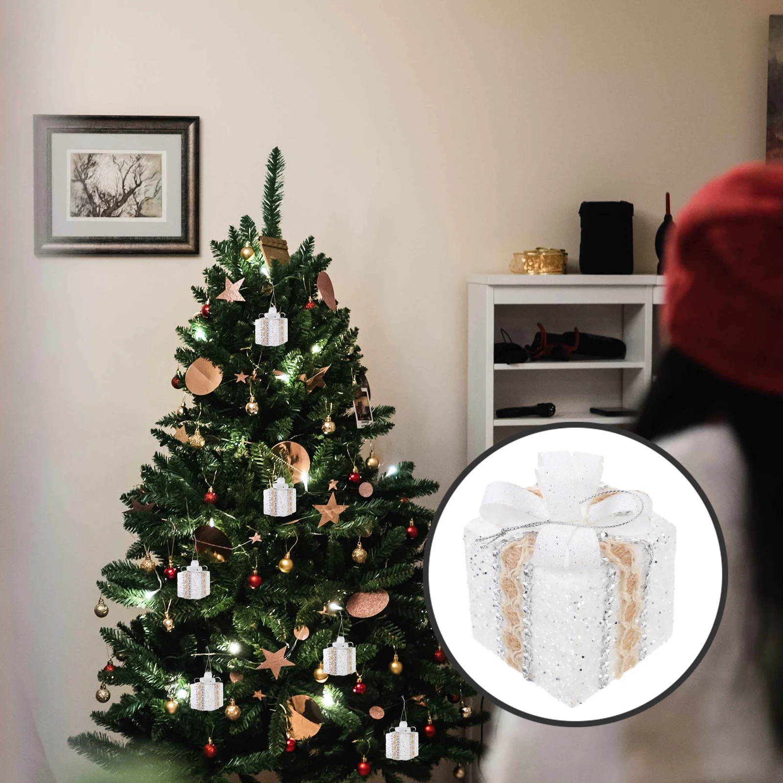 

3Pcs Christmas Tree Hanging Gift Boxes Multi-Color Xmas Gift Box Hanging Decorations Creative Xmas Tree Pendants Holiday Decor