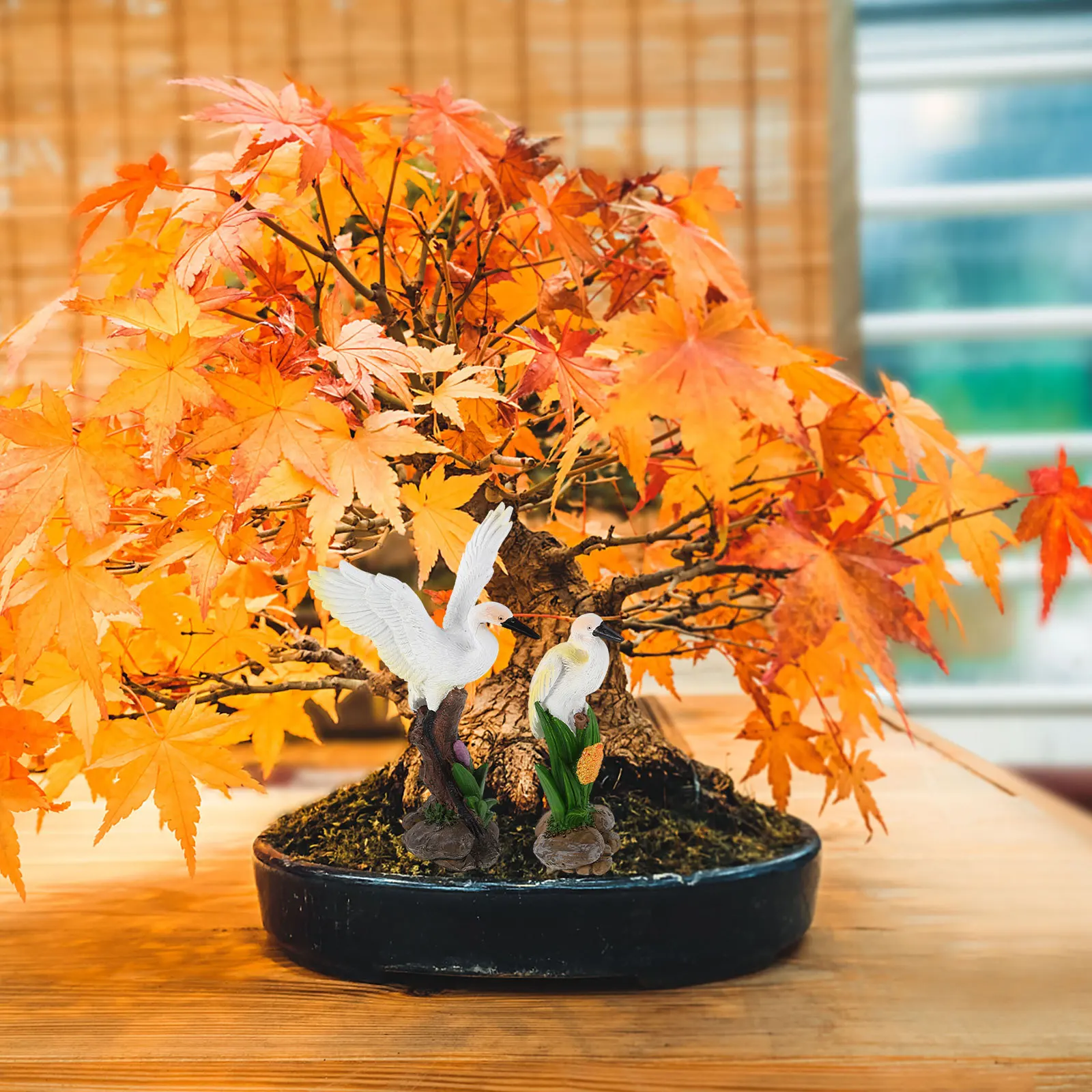 

2pcs Resin Bird Sculpture Realistic Simulation Desktop Mini Statue Landscape Adornment Creative Bird