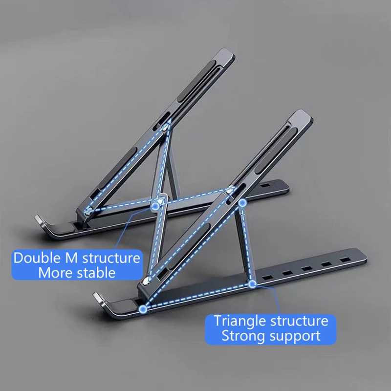 🛒 Suporte Dobrável para Laptop com 8 Níveis de Ajuste, Base Portátil para Notebook, Suporte Ajustável para Resfriamento, Acessórios para Laptop