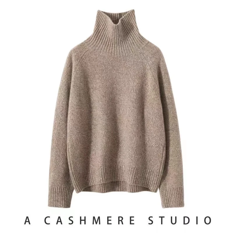 Hot Sale 2023 Autumn Winter 100% Cashmere Sweater Women\'s Turtleneck Soft Warm Pullover Female Loose Large Size Knitted Jumper