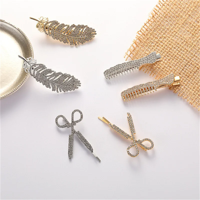 Scissors Shape Hair Pin Hair Clip Rhinestone Barrette For Women Lady Girls Fashion Hair Accessories 1PCS!