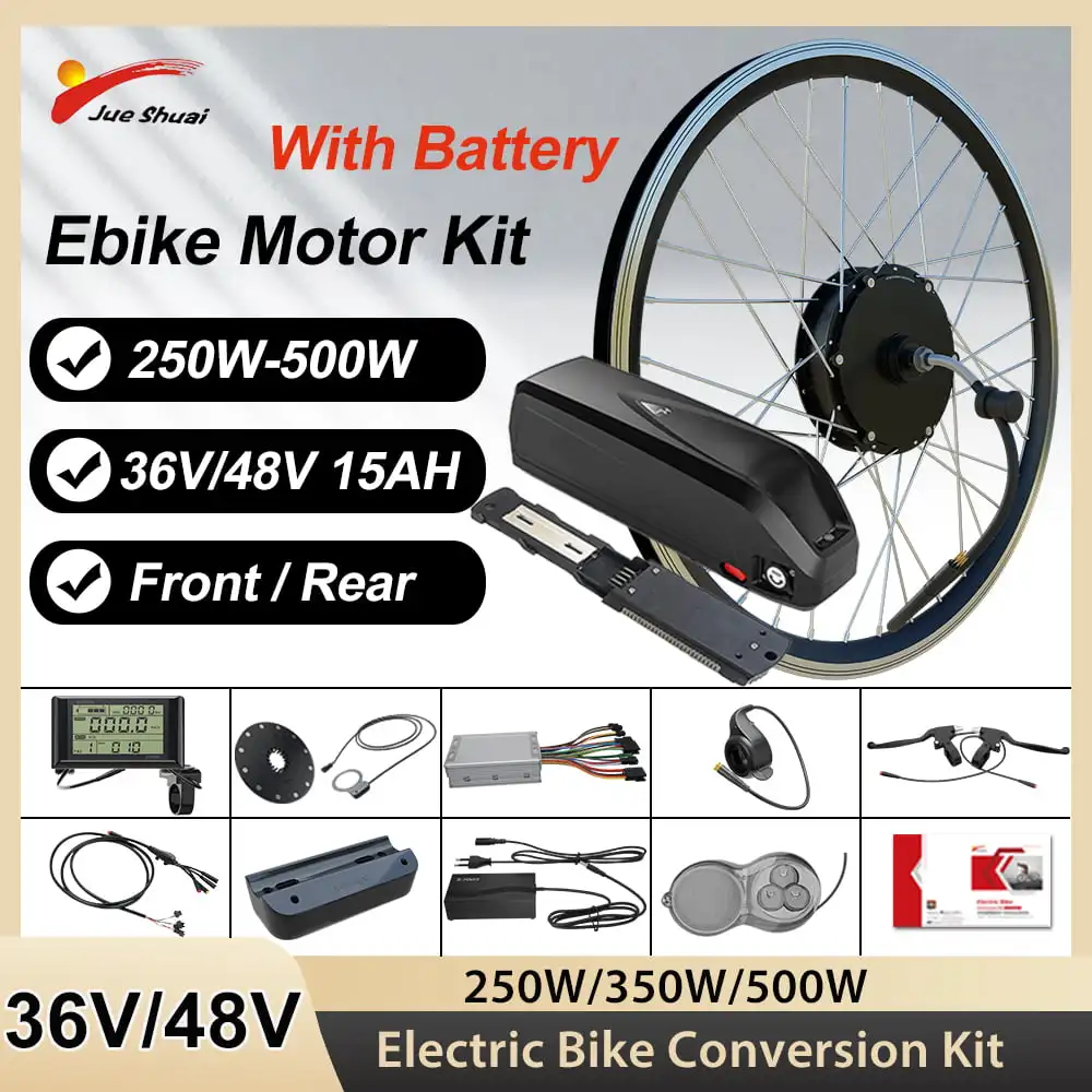 

36V 48V 250W–500W Front or Rear Hub Motor Ebike Conversion Kit with 15Ah Hailong Battery for 20Inch – 29 Inch Wheel Bicycle