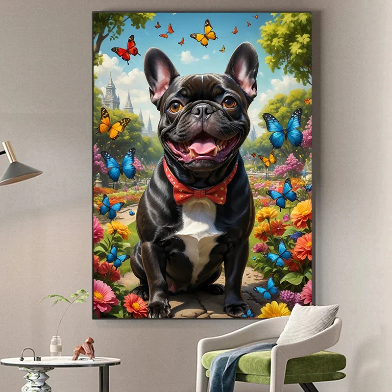 Abstract Animal Pet Dog French Bulldog Canvas Painting Print Wall Art Poster and Picture Home Office Room Decor Gifts Unframed