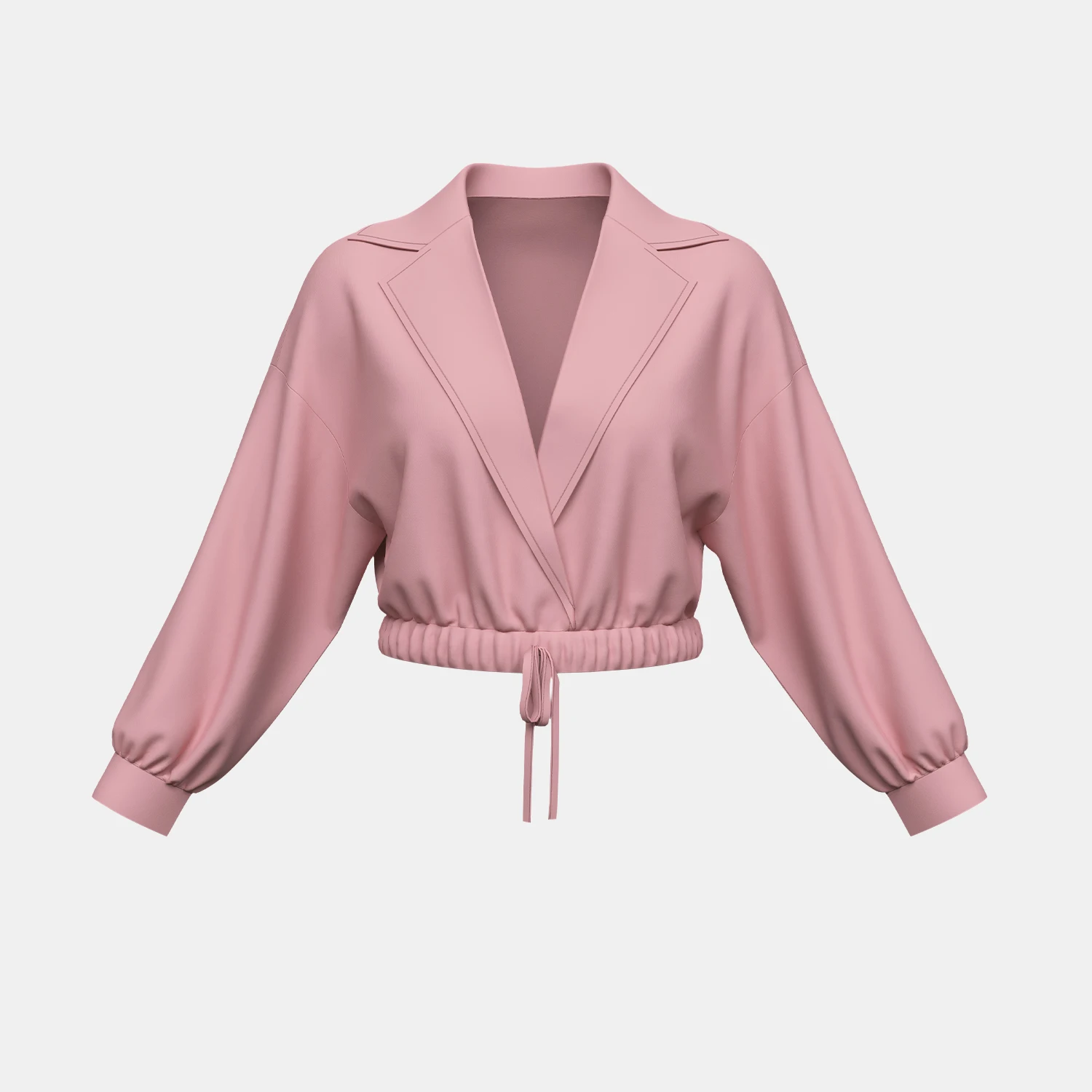 Mia Muse Lichtgewicht damesjassen Herfst Roze Effen Lange mouw Revers Elastische taille Strik Normale werkkleding Lichtgewicht