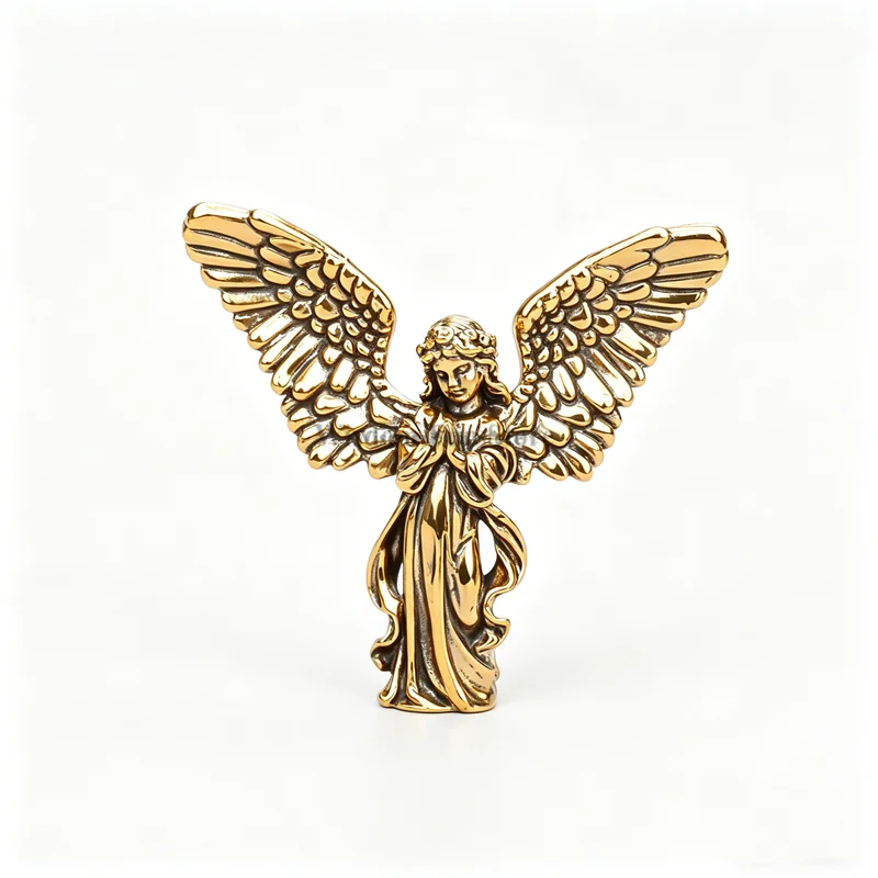 1Pc Brass Angel Figurine,Guardian Wings Cupid Statue,Desktop Collectible,Personalized Home Decor for Christmas Halloween Autumn