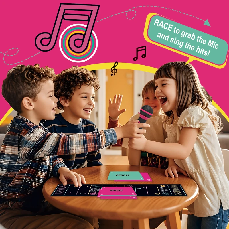 Lucky Egg Emocionante Grab The Mic The Family Karaoke Game Juego de mesa para 2 a 10 jugadores para cantantes malos - 250 cartas líricas