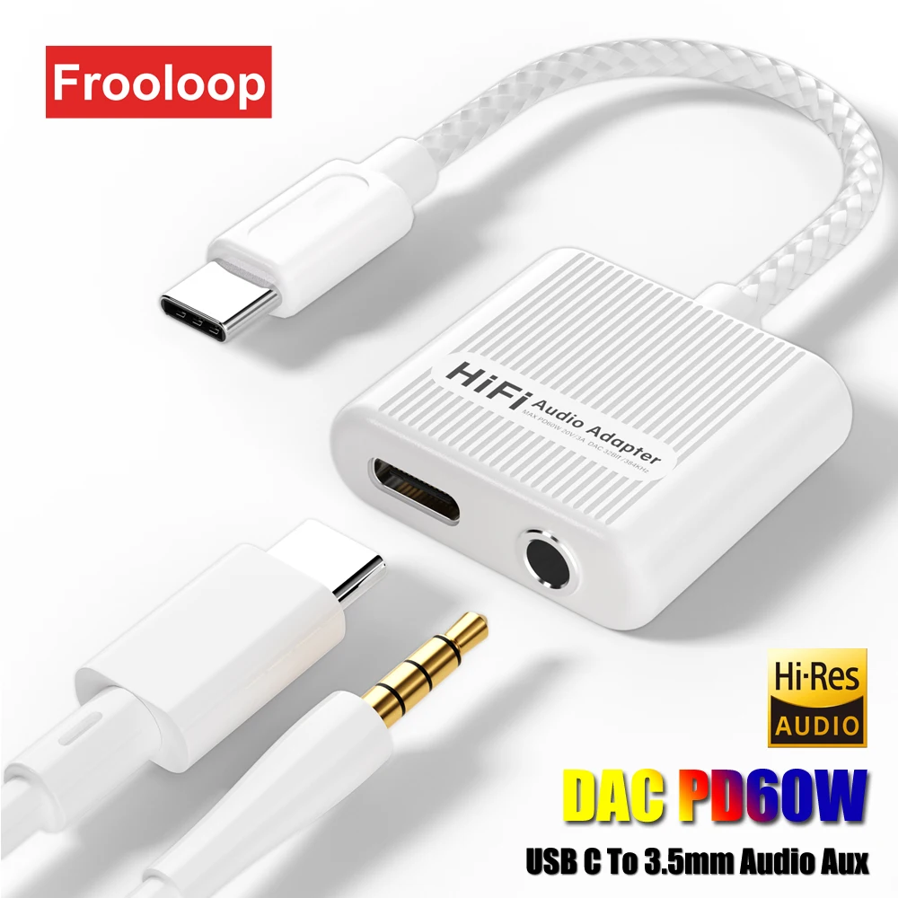 PD 60W Adapter typu C na gniazdo 3,5 mm DAC typu C Mysz ogon HiFi Audio Aux na USB C Konwerter słuchawek do iPhone 15 iPad Samsung