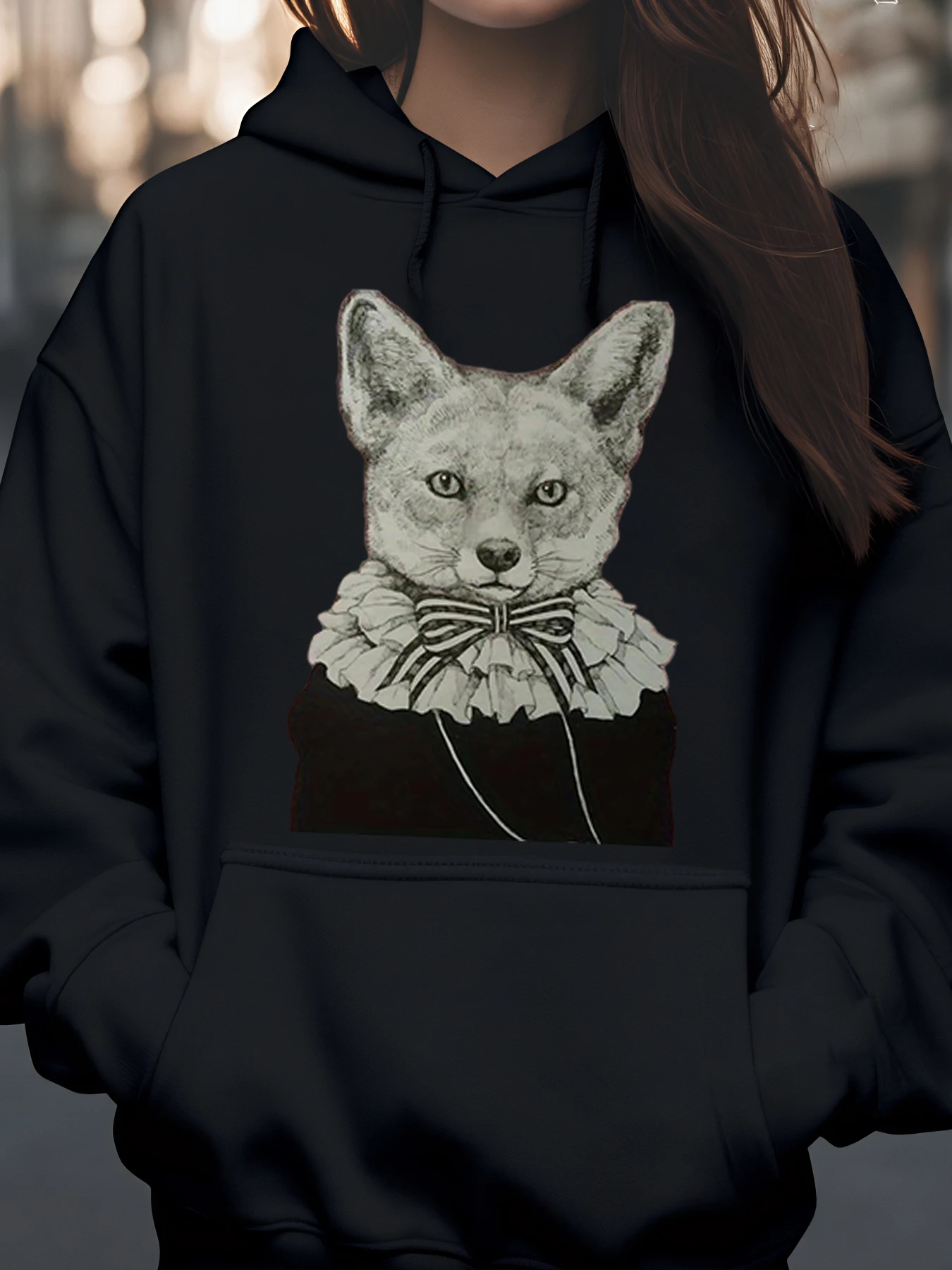 

Толстовка с принтом лисы и рюшами на Хэллоуин, костюм для женщин