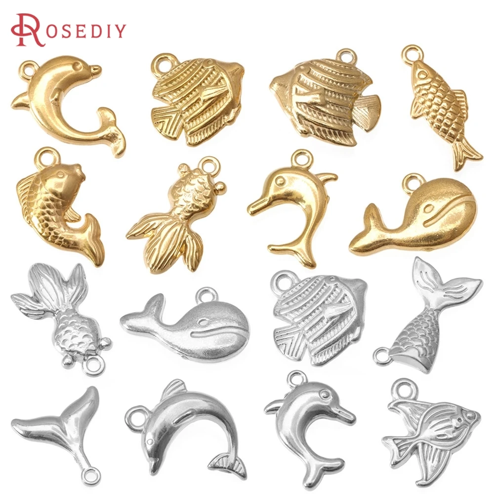 

Gold Color Stainless Steel Fish Tail Charms Pendants High Quality Diy Necklace Earrings Charms Jewelry Making Accessories