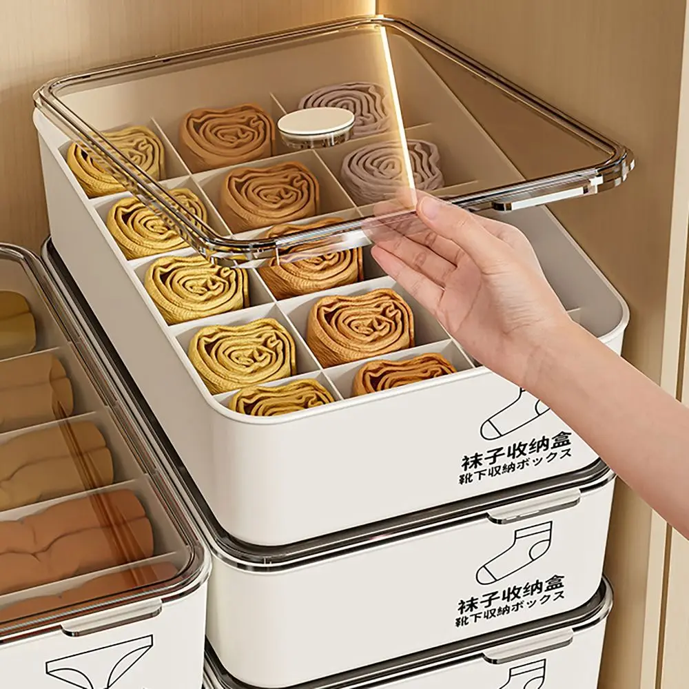 10/15 сеток, ящик для хранения нижнего белья с чехлом, классификация, трусики, носки, органайзер, пылезащитный, стабильный, штабелируемый