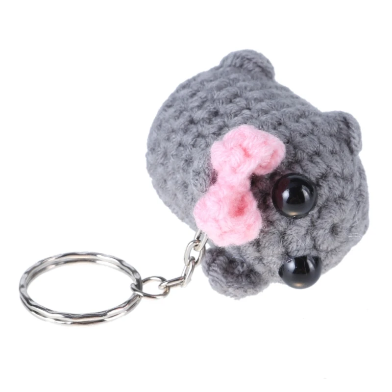 น่ารัก Sad Hamster Key แหวนสะดุดตาตุ๊กตา Bowknot Hamster Key แหวนอุปกรณ์เสริมอินเทรนด์ Key CHAIN ​​เครื่องประดับ