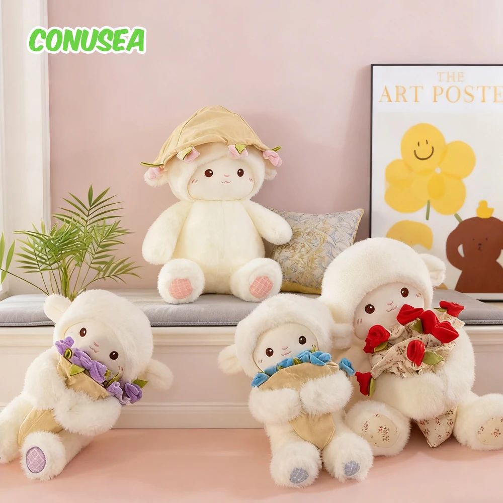 

Kawaii Роза Ягненка Плюшевая игрушка Плюшевая подушка Мягкие игрушки для девочек Дети Подарки на день рождения Мягкие игрушки Декор комнаты Девушка